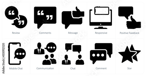 A set of 10 web marketing icons as review, comments, message