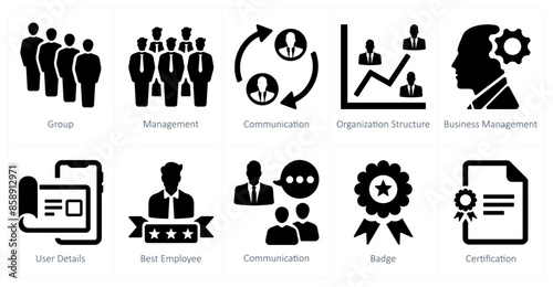 A set of 10 web marketing icons as group, management, communication