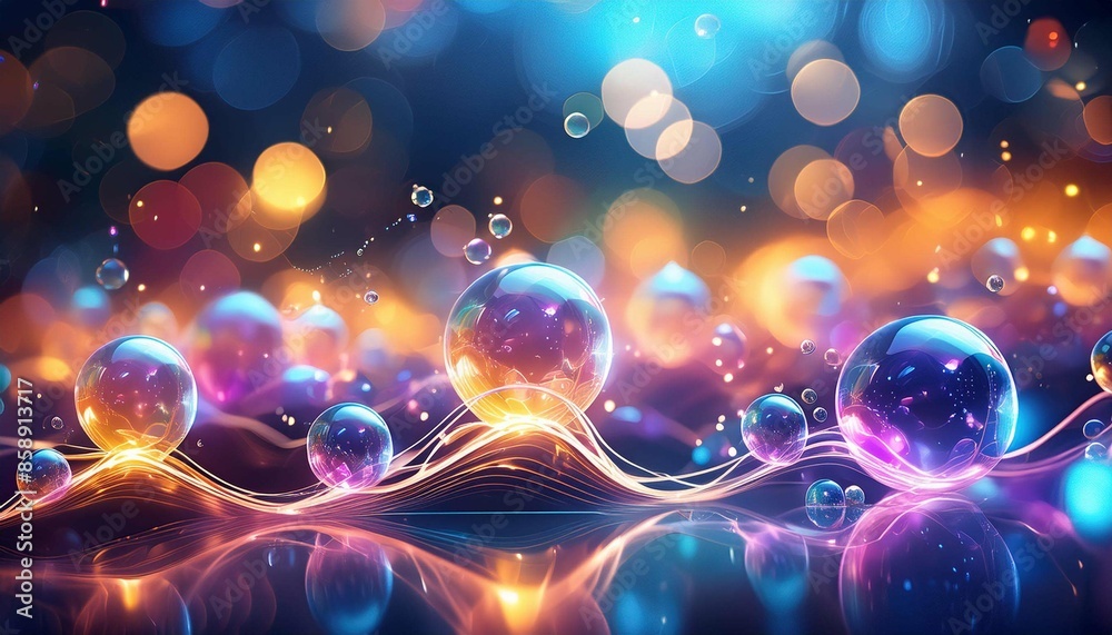 Abstract background of soap bubbles by circles of bokeh lights AI generated Abstract background of soap bubbles by circles of bokeh lights AI generated