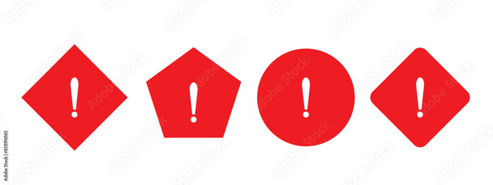 Red and White Round Circle Octagonal and Triangular Warning or ...