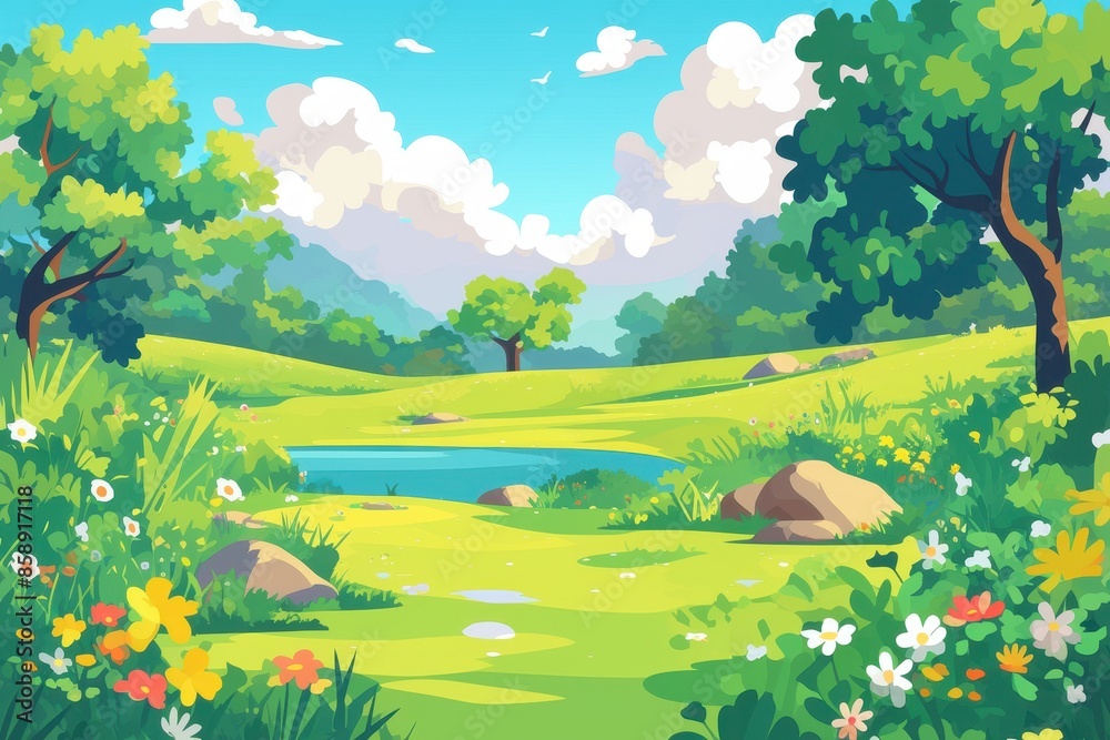 Obraz premium A Tranquil Meadow Landscape