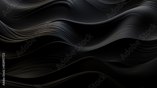 Dark black anthracite gray organic texture with waves and different layers - Abstract background illustration, Generative AI