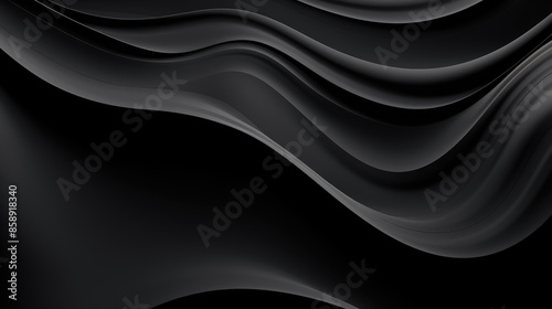Abstract black anthracite gray color with gradients waves texture background panorama banner for web design backdrop wallpaper illustration, Generative AI