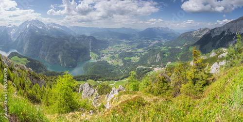 Mountain valley with tracks near Jenner mount in Berchtesgaden National Park photo