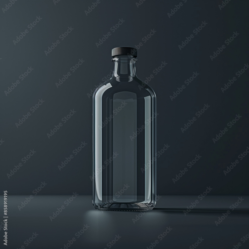 A transparent bottle mockup on a dark background A transparent bottle mockup on a dark background