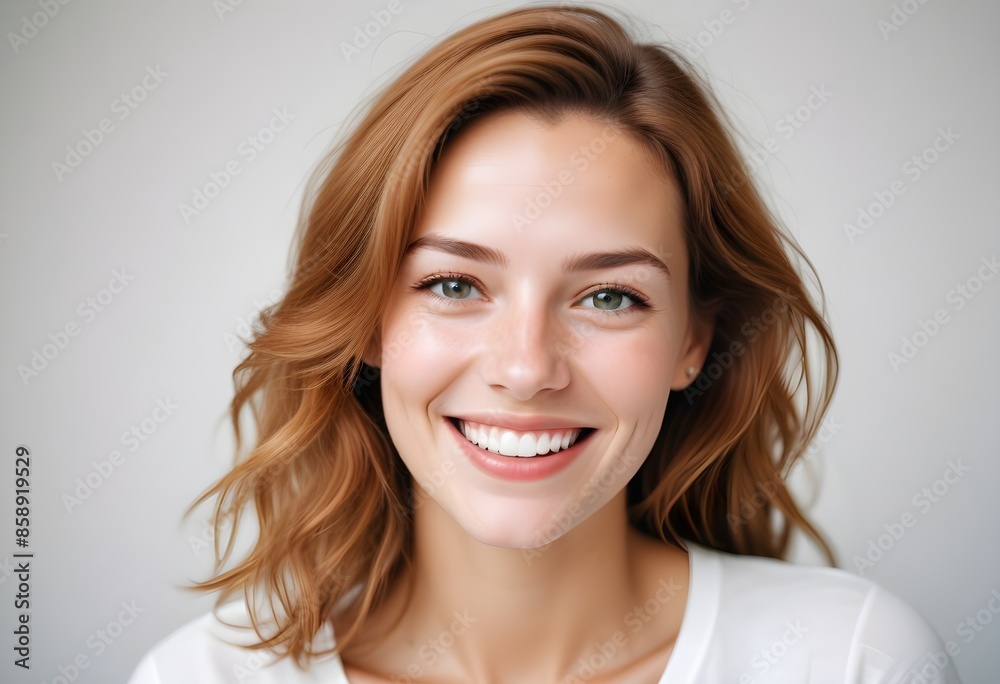 Positive smiling woman on white background