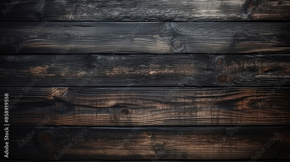 Closeup of dark rustic abstract black wooden texture - Wood detail background banner backdrop wallpaper, Generative AI Closeup of dark rustic abstract black wooden texture - Wood detail background banner backdrop wallpaper, Generative AI