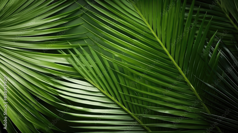 Leaf minimal summer plant texture wallpaper banner panorama illustration - Closeup of tropical palm tree laeves, Generative AI Leaf minimal summer plant texture wallpaper banner panorama illustration - Closeup of tropical palm tree laeves, Generative AI