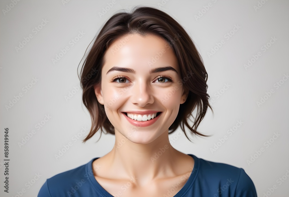 Positive smiling woman on white background Positive smiling woman on white background