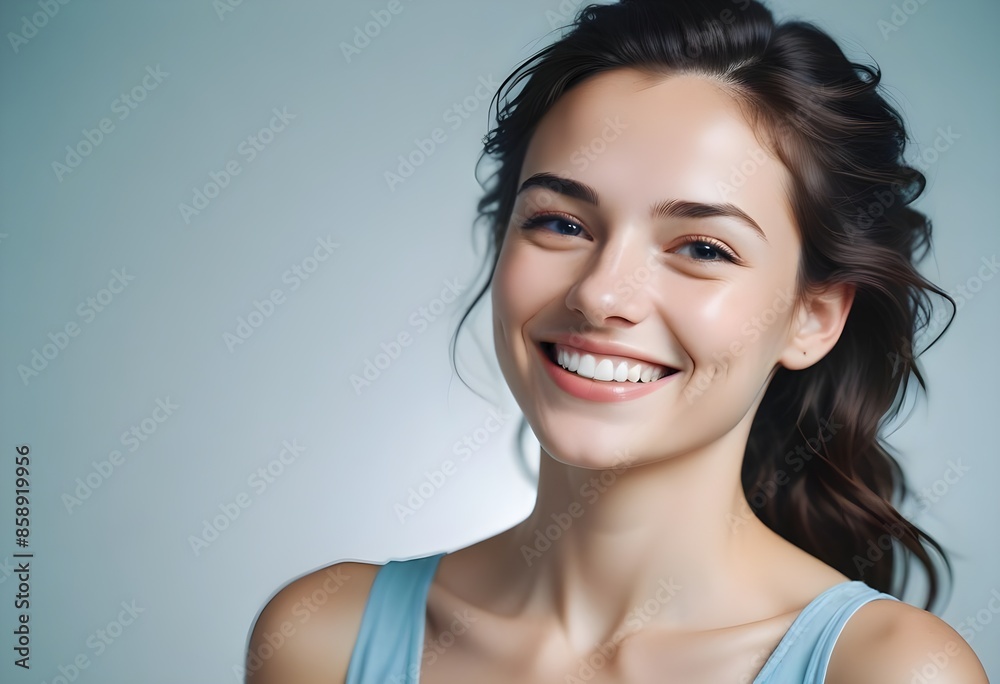 Positive smiling woman on white background Positive smiling woman on white background