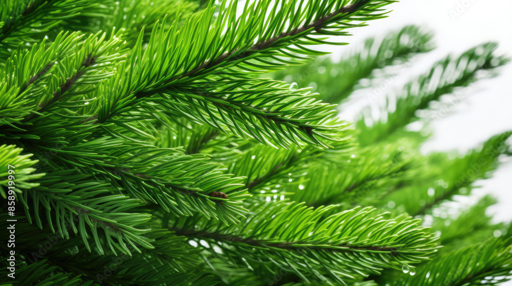 Closeup of spruce of fresh green fir or sprue branch, isolated on white background, Generative AI Closeup of spruce of fresh green fir or sprue branch, isolated on white background, Generative AI
