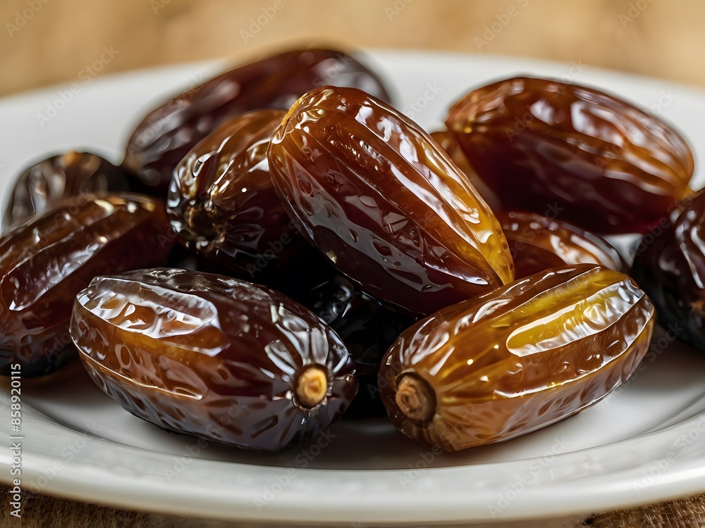 dates close up. date palm background. Date palm on a traditional craftsman market.Horizontal image.