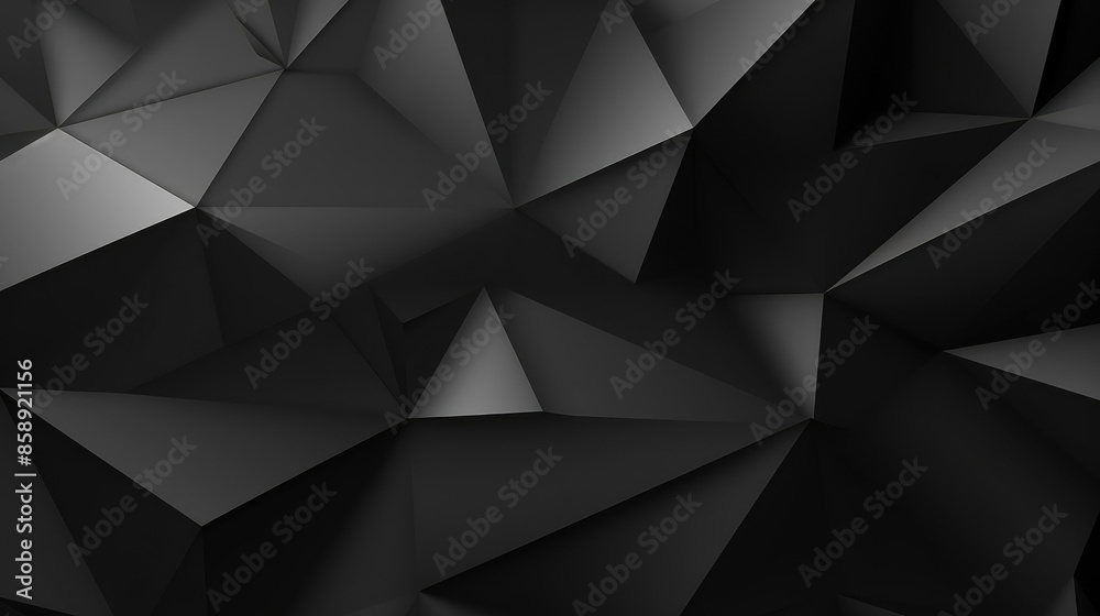 Fototapeta premium Abstract texture dark black gray grey background banner panorama long with 3d geometric triangular gradient shapes for website, business, print design template paper pattern, Generative AI