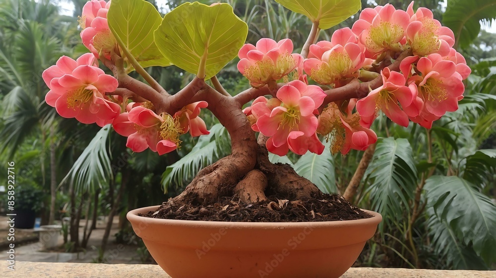 cannonball tree couroupita guianensis in beautiful flower pot cannonball tree couroupita guianensis in beautiful flower pot