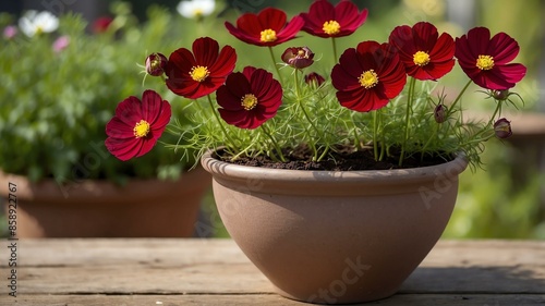 chocolate cosmos cosmos atrosanguin beautiful flower pot photo