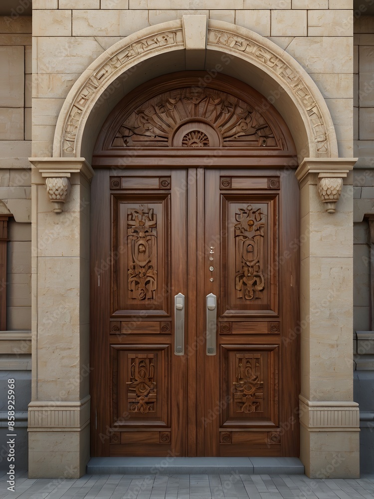 Timeless Design: Wooden Doors with Geometric and Floral Carvings Timeless Design: Wooden Doors with Geometric and Floral Carvings