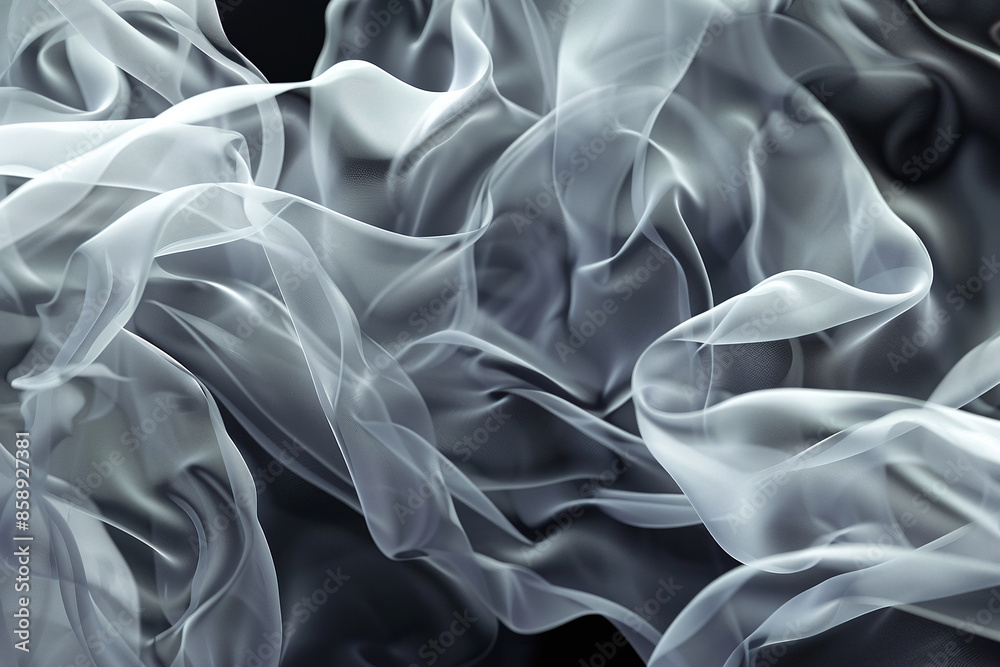 Obraz premium Gossamer silk furling sinuous, cigarette smoke volume. 