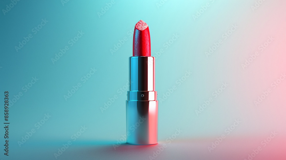 Make-up lipstick isolated on colored vibrant background banner with copy space area Make-up lipstick isolated on colored vibrant background banner with copy space area