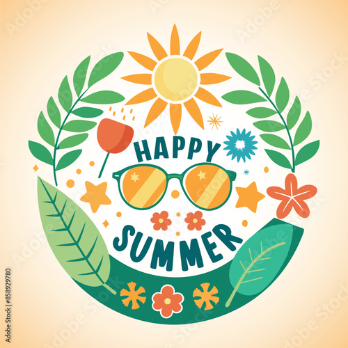 Summer background with colorful elements