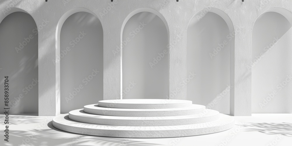 White Minimalist Platform with Arched Walls White Minimalist Platform with Arched Walls