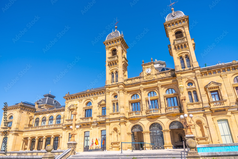 Main facade of the town hall of Donostia San Sebastian in Gipuzkoa. Basque Country Main facade of the town hall of Donostia San Sebastian in Gipuzkoa. Basque Country