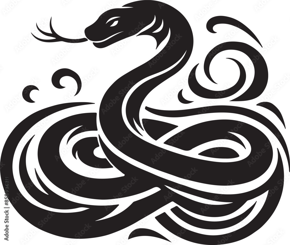 Snake tattoo design silhouette vector art work EPS file
