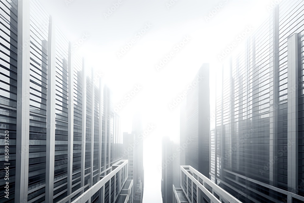 Skyscrapers and clouds in the blue sky. 3d rendering Skyscrapers and clouds in the blue sky. 3d rendering