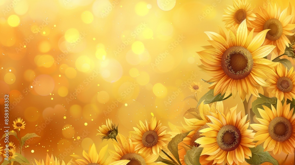 Golden Sunflowers on a Bokeh Background Golden Sunflowers on a Bokeh Background