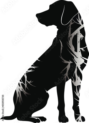 Majestic Silhouette of a Dog Against a Vibrant Sunset Sky