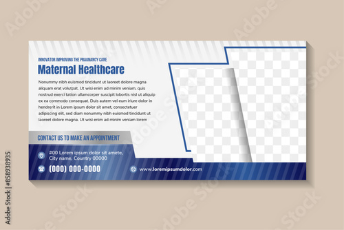 maternal healthcare concept banner design. Can use for web page banner. vector illustration with space for photo collage. isolated on white background.