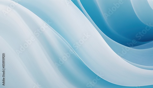 Abstract blue and white background with smooth satin or silk wavy folds