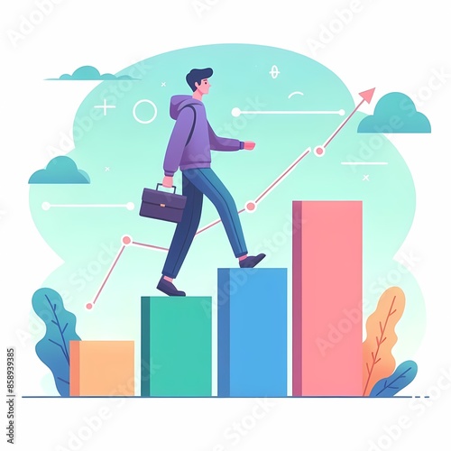 Walking up stairs success way to success modern vector illustration
