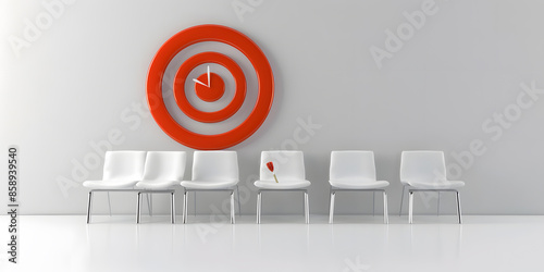 A 3D red target with an arrow stuck in its center, symbolizing success in business and marketing goals photo
