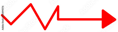 Long wave or curve red Arrow icon, vector . Zig zag red arrow vector. Big arrow, cursor vector. Long line arrow vector. Big arrow for web design. Large arrow vector and icon. Red arrow graph. photo