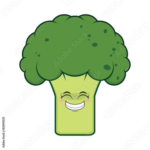 broccoli smile face cartoon cute