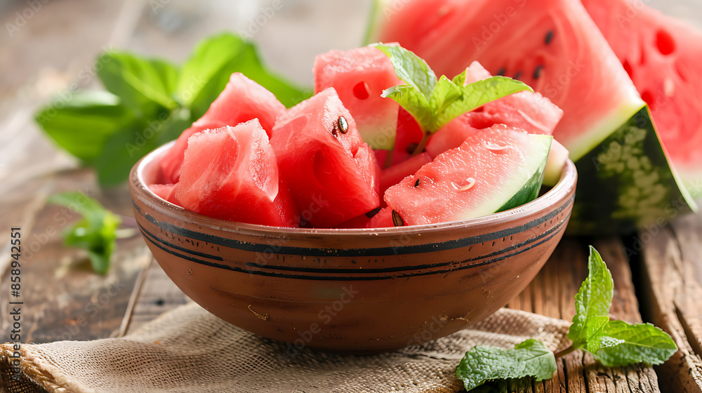 Ripe fresh watermelon slices, healthy food photography Ripe fresh watermelon slices, healthy food photography