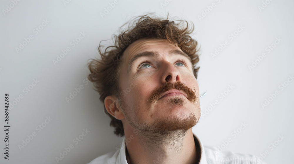 Obraz premium portrait of man in moustache looking up