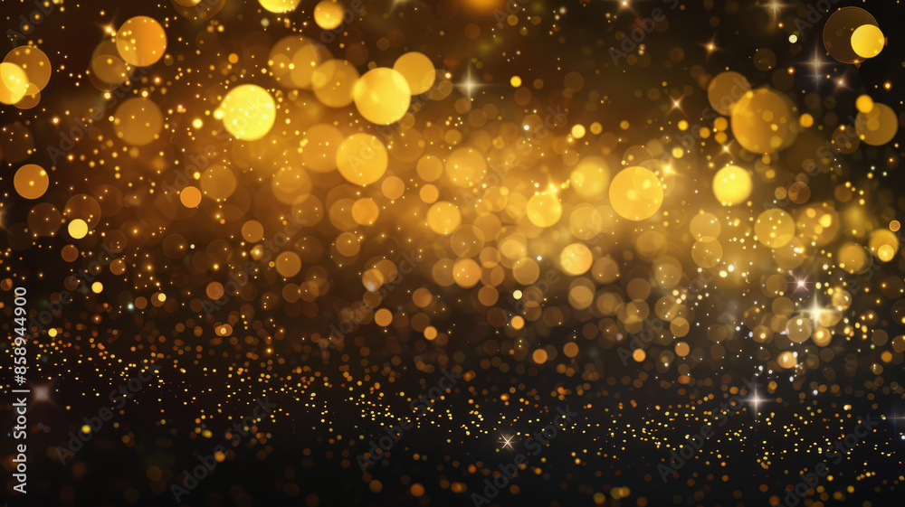 Abstract shiny background with golden highlights and particles on a black background. Christmas, New Year's element. Abstract shiny background with golden highlights and particles on a black background. Christmas, New Year's element.