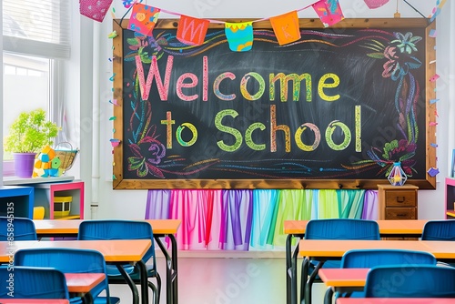 classroom with blackboard