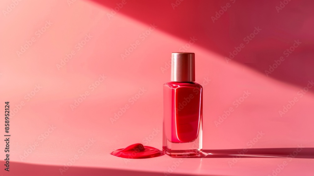 Red Nail Polish on a Pink Background suitable for business background, posters, wallpapers, banners, greeting cards, and advertising for business entities or brands. Red Nail Polish on a Pink Background suitable for business background, posters, wallpapers, banners, greeting cards, and advertising for business entities or brands.
