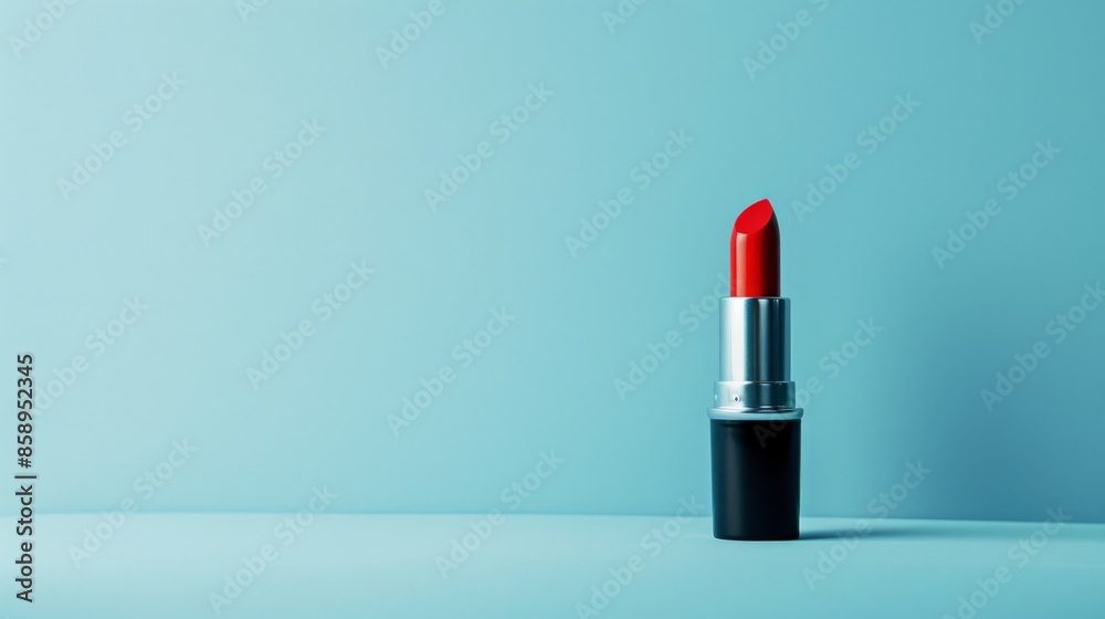 Red Lipstick on a Blue Background suitable for business background, posters, wallpapers, banners, greeting cards, and advertising for business entities or brands. Red Lipstick on a Blue Background suitable for business background, posters, wallpapers, banners, greeting cards, and advertising for business entities or brands.