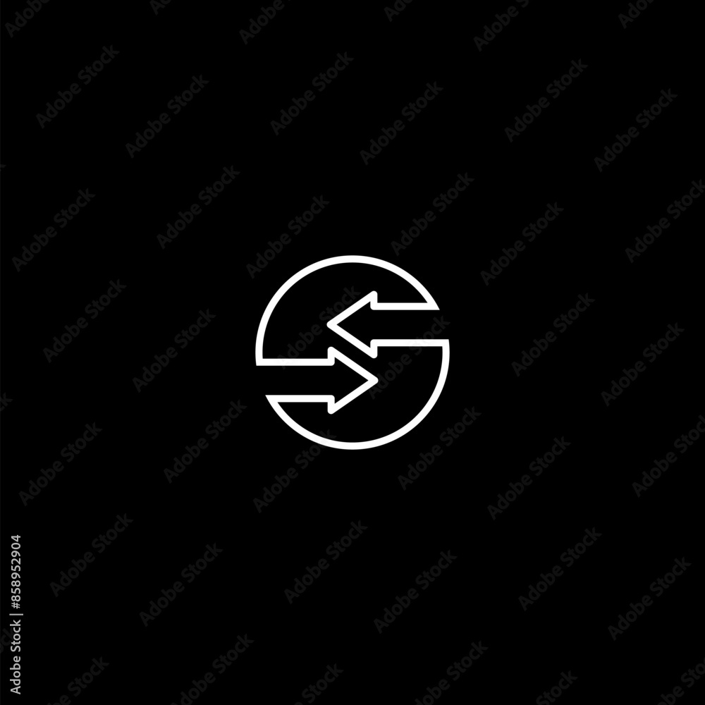 Exchange arrow icon. Two arrows icon isolated on dark background Exchange arrow icon. Two arrows icon isolated on dark background