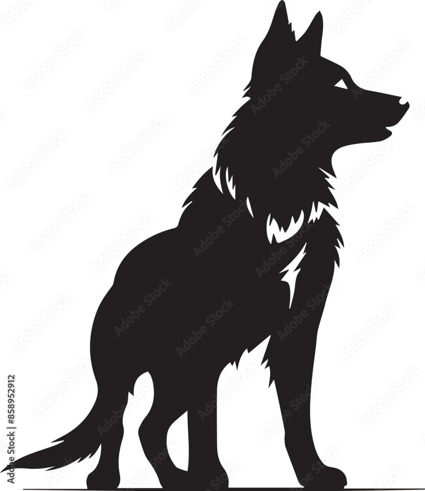 Fototapeta premium Majestic Silhouette of a Dog Against a Vibrant Sunset Sky