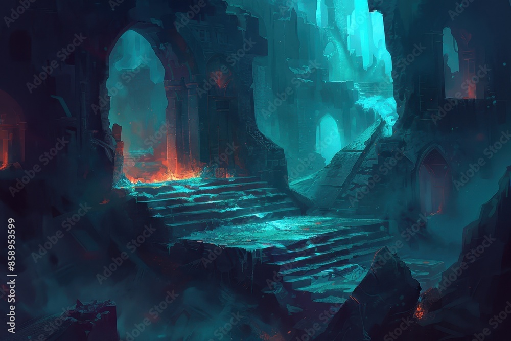 Ruined Ancient Temple with Mysterious Glow