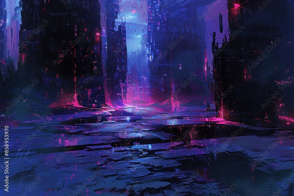 Cyberpunk Cityscape with Neon Lights