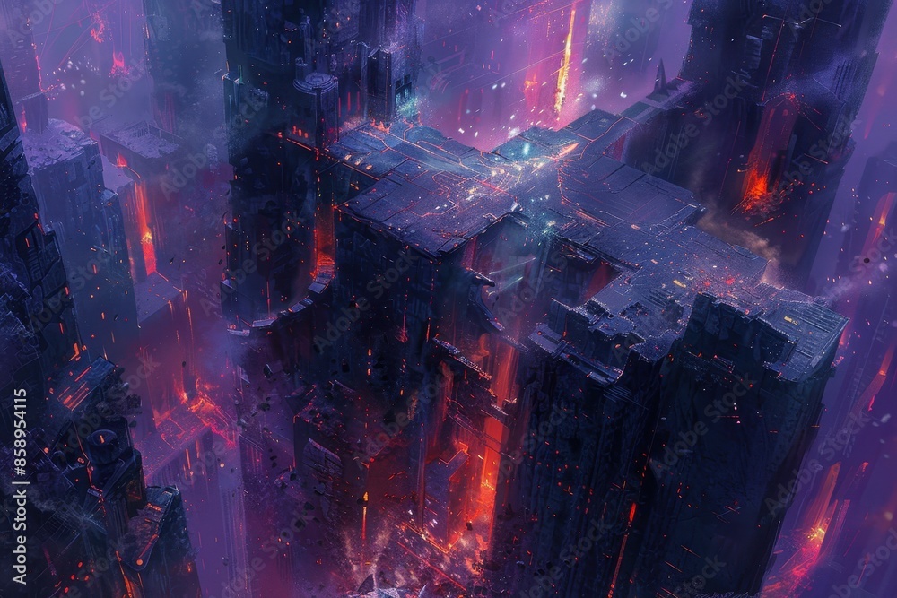 Futuristic Cityscape with Glowing Towers Futuristic Cityscape with Glowing Towers