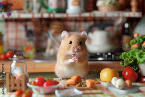 A hamster in a kitchen generated by AI