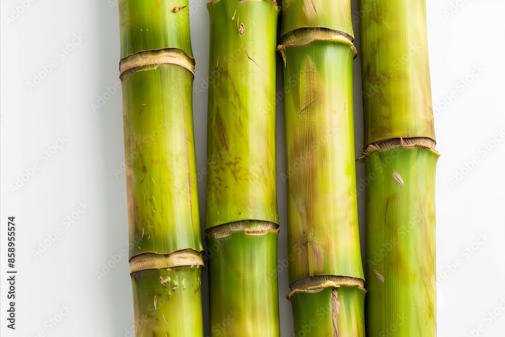 Fototapeta premium Four bamboo stalks on a white background.
