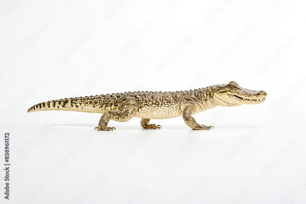 Crocodile Walking on White Background Crocodile Walking on White Background