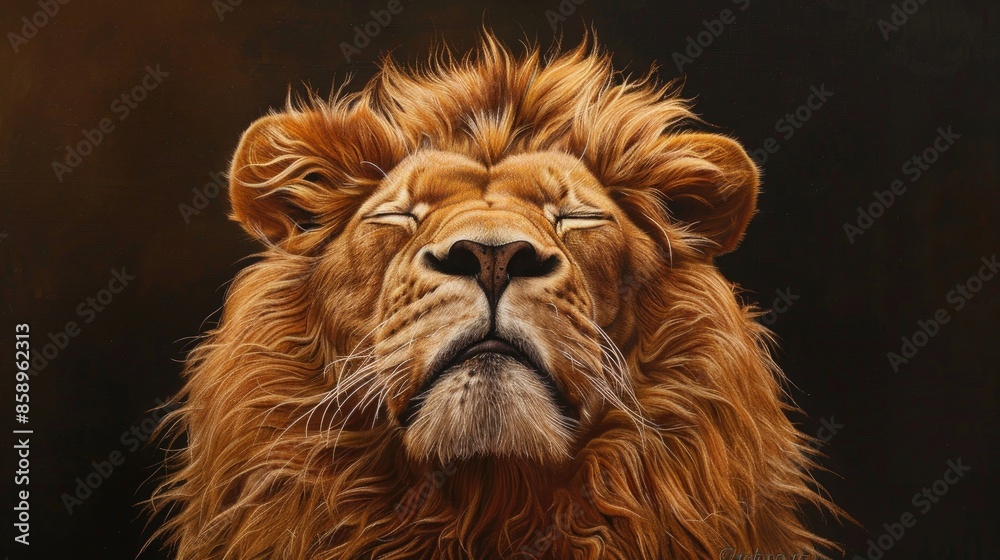 Fototapeta premium Lion with Closed Eyes